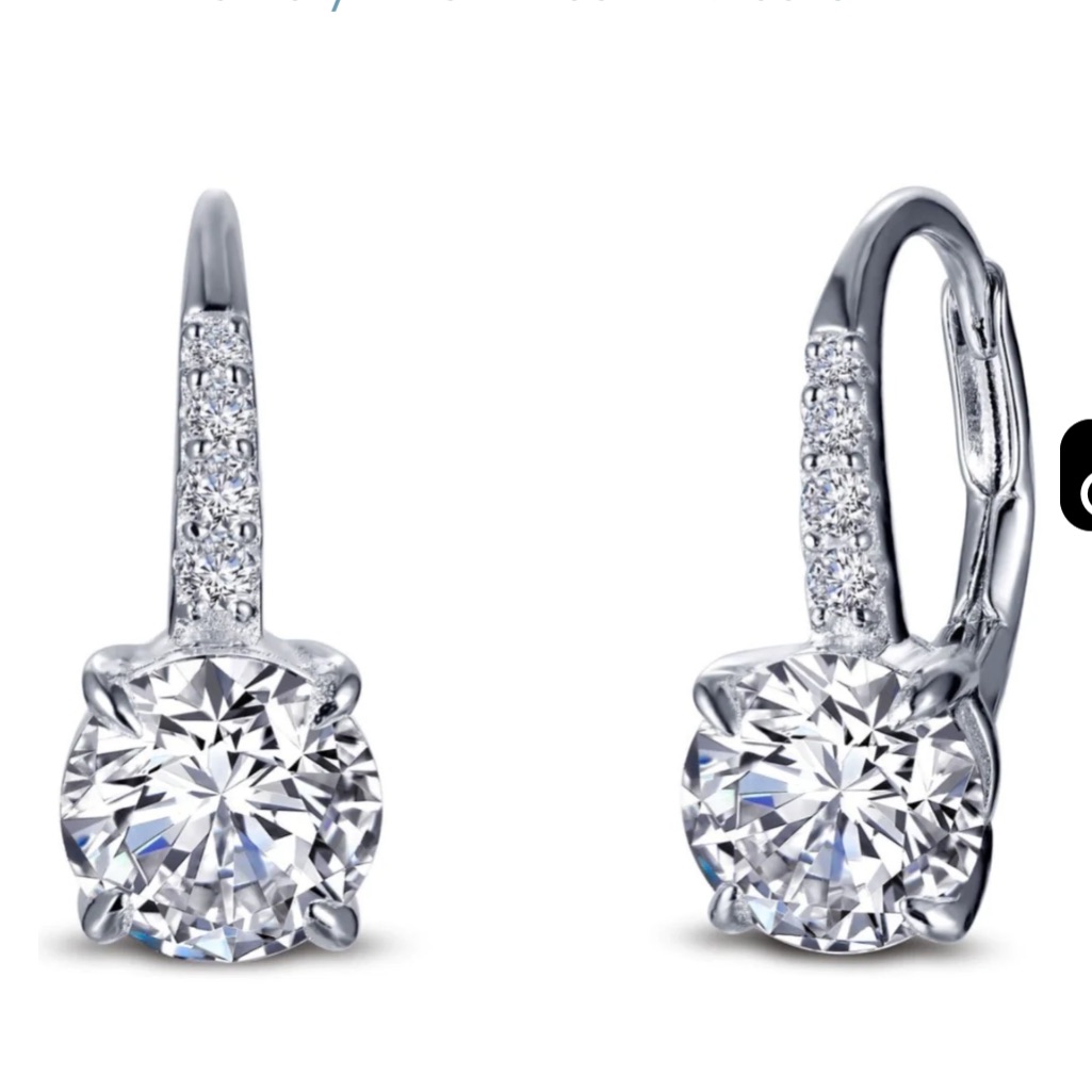 Lafonn Simulated Diamond Round Cut Leverback Earrings Nwot